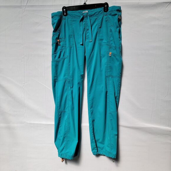 Certainty Turquoise Scrub Pants Straight Leg Drawstring Cargo Pockets Size S - Picture 2 of 11
